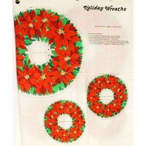VTG Spring Mills Patten 470 Christmas Holiday Poinsettia Wreath Fabric Cut & Sew